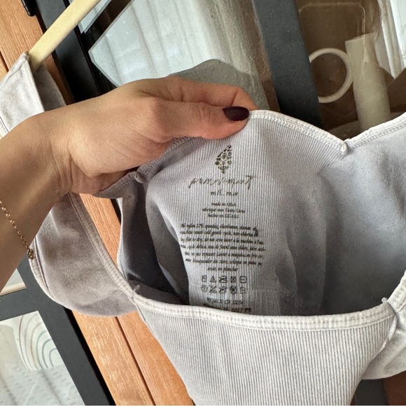FP Movement Good Karma Square Neck sports Bra M/L Ice Grey top ribbed tank - Picture 8 of 10